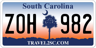 SC license plate ZOH982