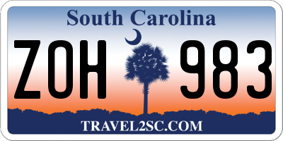 SC license plate ZOH983