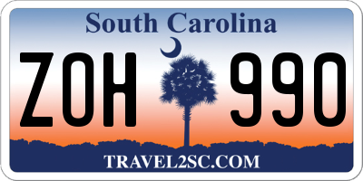 SC license plate ZOH990