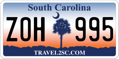 SC license plate ZOH995