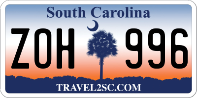 SC license plate ZOH996