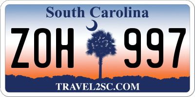 SC license plate ZOH997