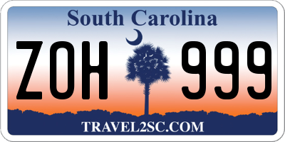 SC license plate ZOH999