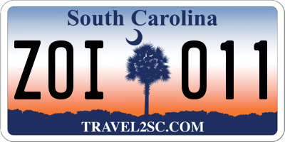 SC license plate ZOI011
