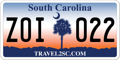 SC license plate ZOI022