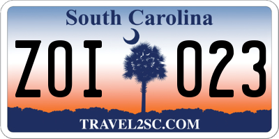 SC license plate ZOI023