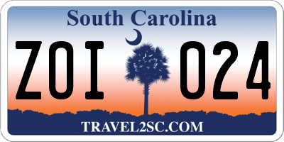 SC license plate ZOI024