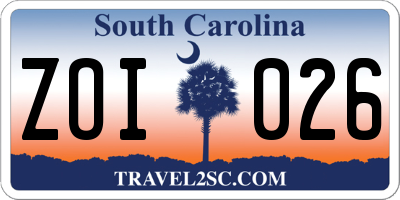 SC license plate ZOI026