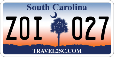 SC license plate ZOI027