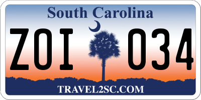 SC license plate ZOI034