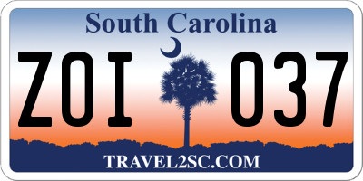 SC license plate ZOI037
