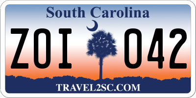 SC license plate ZOI042