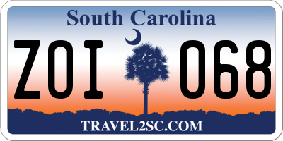 SC license plate ZOI068