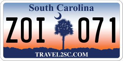 SC license plate ZOI071