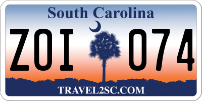 SC license plate ZOI074