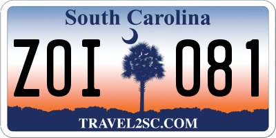 SC license plate ZOI081