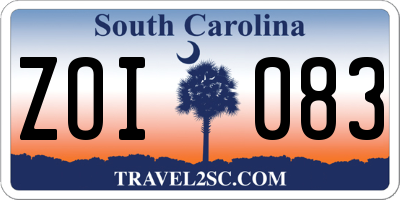 SC license plate ZOI083