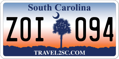 SC license plate ZOI094