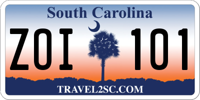SC license plate ZOI101