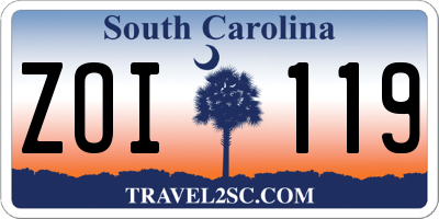 SC license plate ZOI119