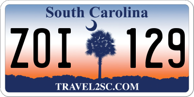 SC license plate ZOI129