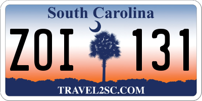 SC license plate ZOI131
