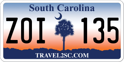 SC license plate ZOI135