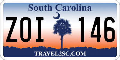 SC license plate ZOI146