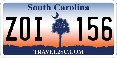 SC license plate ZOI156