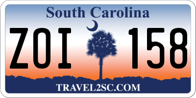 SC license plate ZOI158