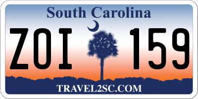 SC license plate ZOI159