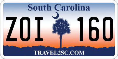 SC license plate ZOI160