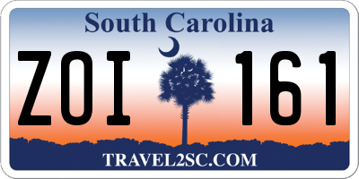 SC license plate ZOI161