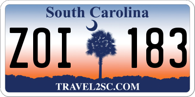 SC license plate ZOI183