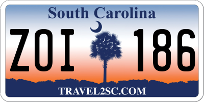 SC license plate ZOI186