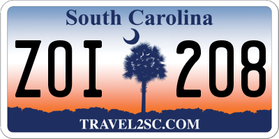 SC license plate ZOI208