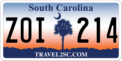 SC license plate ZOI214