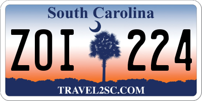 SC license plate ZOI224
