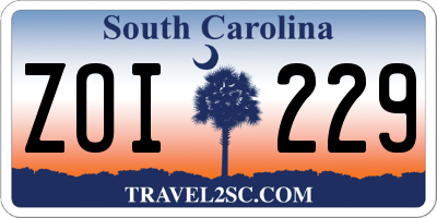 SC license plate ZOI229