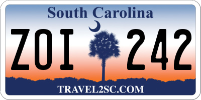 SC license plate ZOI242