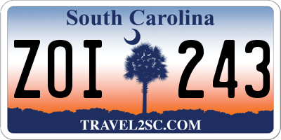 SC license plate ZOI243