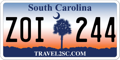 SC license plate ZOI244