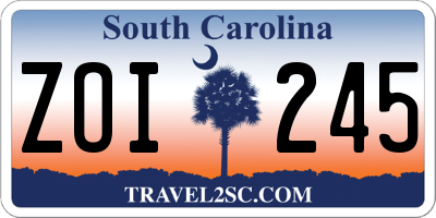 SC license plate ZOI245