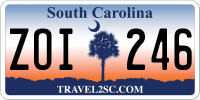 SC license plate ZOI246