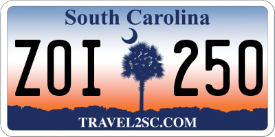 SC license plate ZOI250