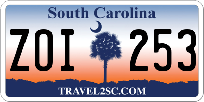 SC license plate ZOI253