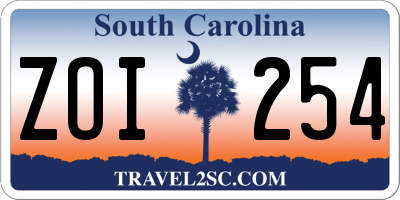 SC license plate ZOI254
