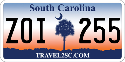 SC license plate ZOI255