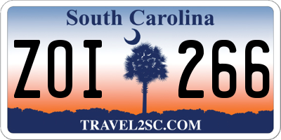SC license plate ZOI266