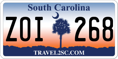 SC license plate ZOI268